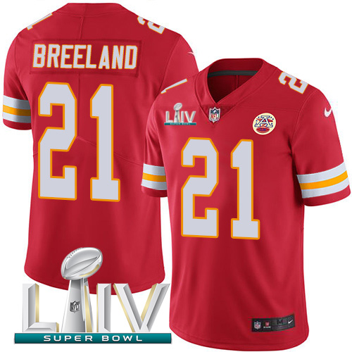 Kansas City Chiefs Nike #21 Bashaud Breeland Red Super Bowl LIV 2020 Team Color Youth Stitched NFL Vapor Untouchable Limited Jersey